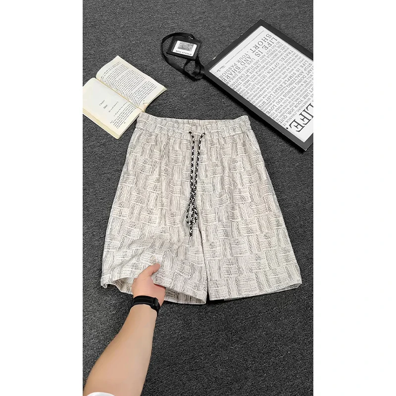 2026 Summer New Style Men's Fashion Casual Corduroy Check Four-Piece Shorts