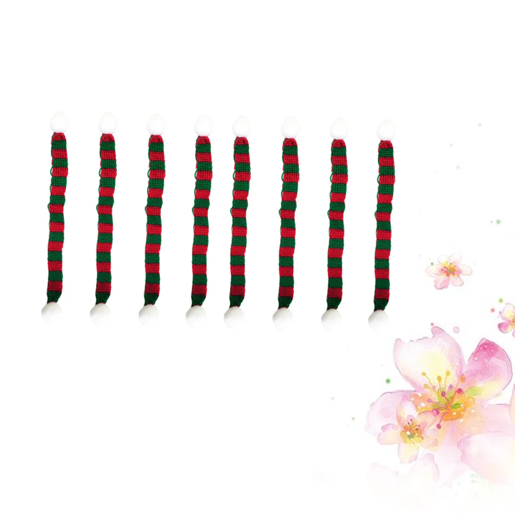 

8 pcs 1X23Cm Christmas Mini Scarf Knitted Pet Collar Bottle Decor Red Green For Holiday Party Home Accessory Dog Accessories