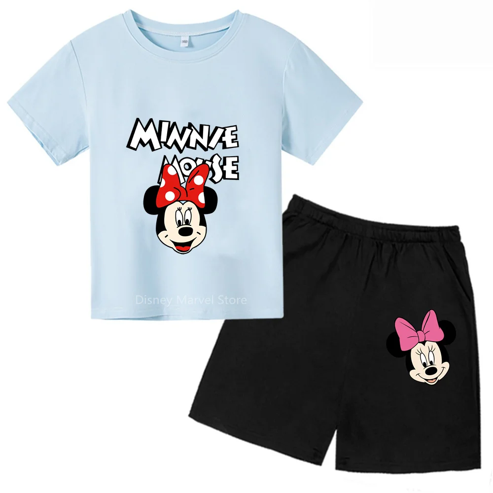 Summer Fun With Mickey! Boys Girls T-Shirt Shorts Set Highlighting Cute Cartoon - Casual Kids Wear For Ages 3-14