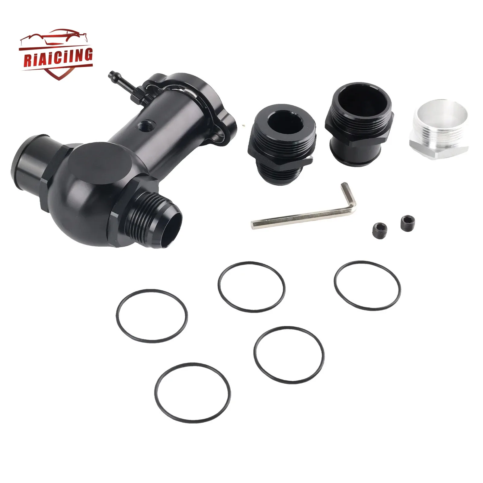 Aluminum Radiator Filler Neck 16AN 20AN Inline 1/8 NPT Port For Civic 1JZ 2JZ RB25 KA24