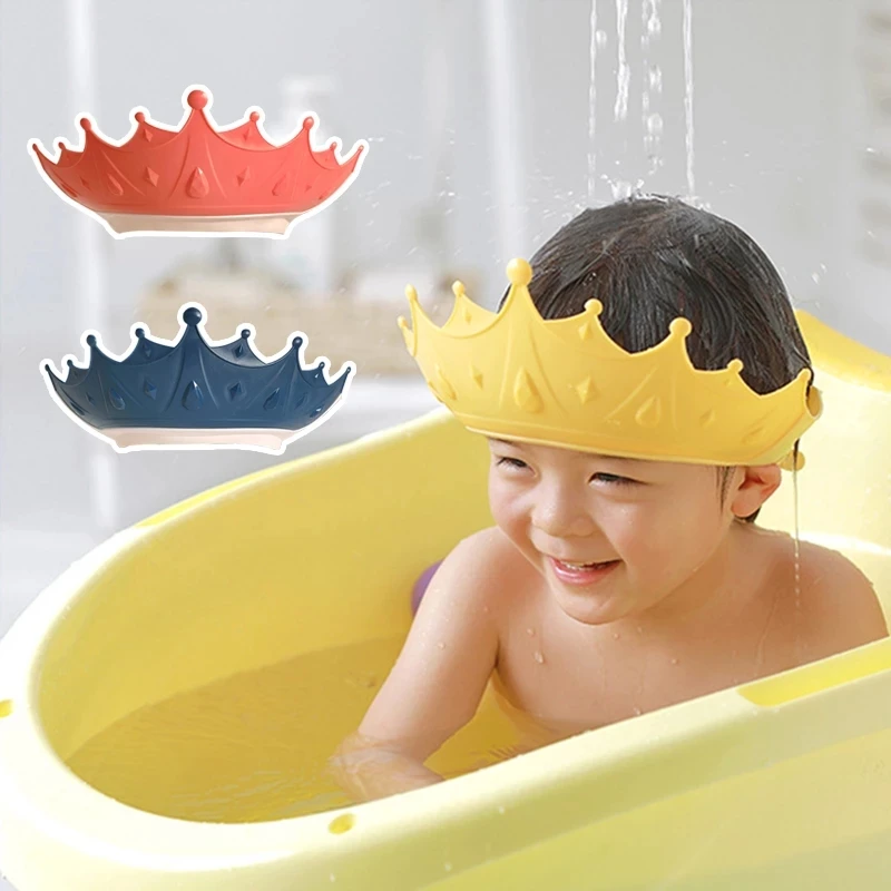 Crown Shape Children Shower Head Cover Adjustable Newborn Baby Bath Accessories Wash Hair Shield Hat Ear Protection Shampoo Cap