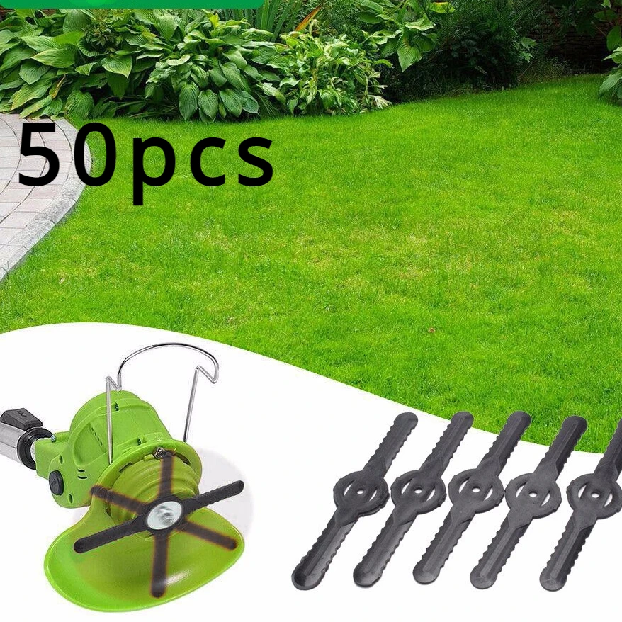 

50pc 139mm Plastic Blades Set Cutter For Cordless Grass Trimmer Garden Lawn Mower Power Tool Replace Part Accessories