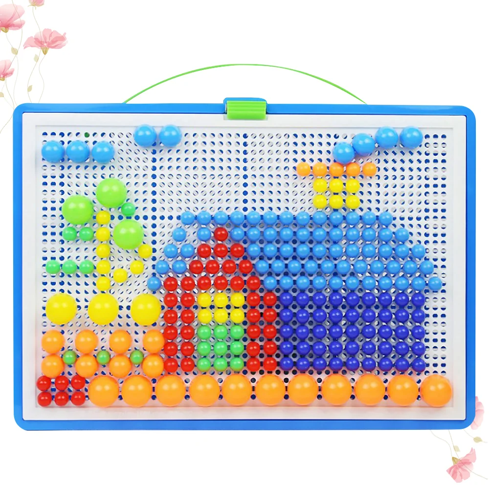 1 Set/295pcs Mushroom Nail Jigsaw Puzzle Toy DIY Mushrooms Nails Pegboard Puzzle Educational Toy for Kids Kindergarten