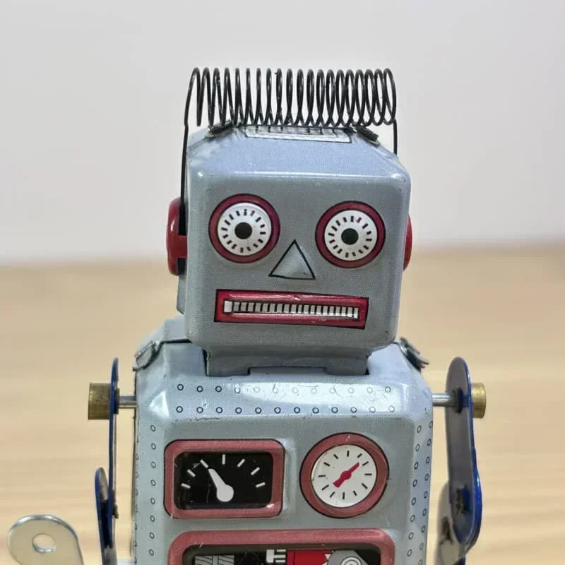 [Divertido] colección clásica Retro mecanismo de relojería cuerda Metal caminar estaño juguete reparador Robot Vintage mecánico MS249 regalo para niños