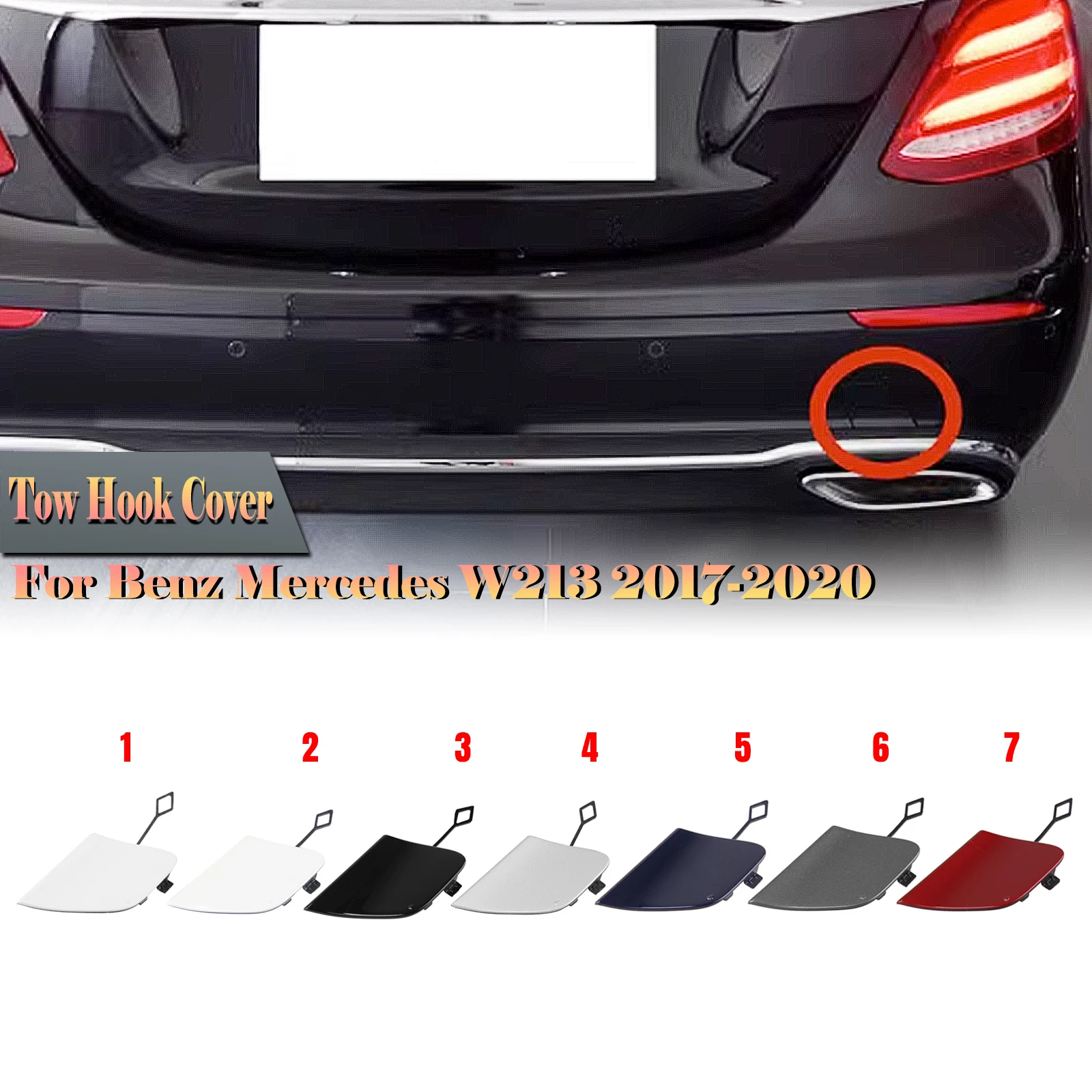 Rear Bumper Tow Hook Cover Trailer Spoiler Tow Access Hole Cap For Mercedes Benz E Class W213 S213 2017-2020 Sedan Wagon Luxury