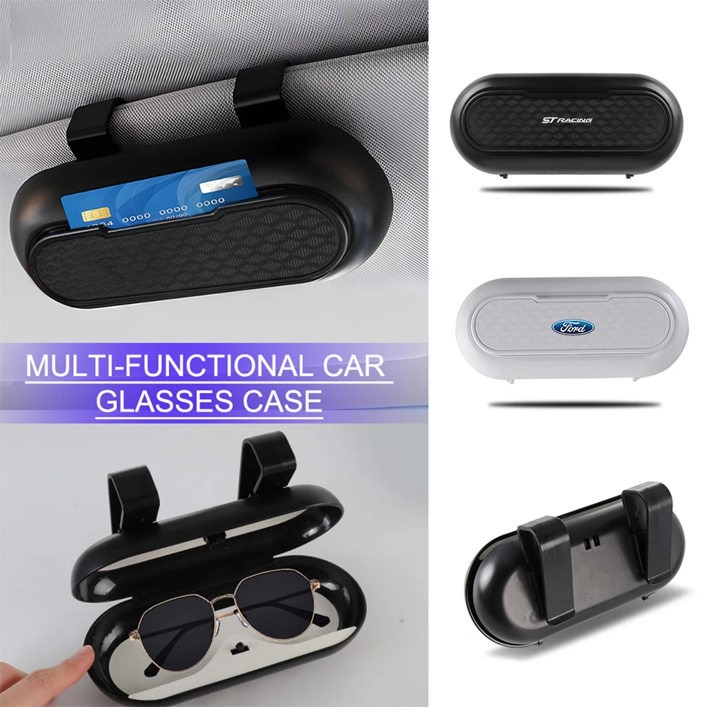 

Car Sunglasses Glasses Clip Case Visor Storage Holder Accessories For Ford STRACING Fiesta Focus Edition Mondeo Fusion Ecosport