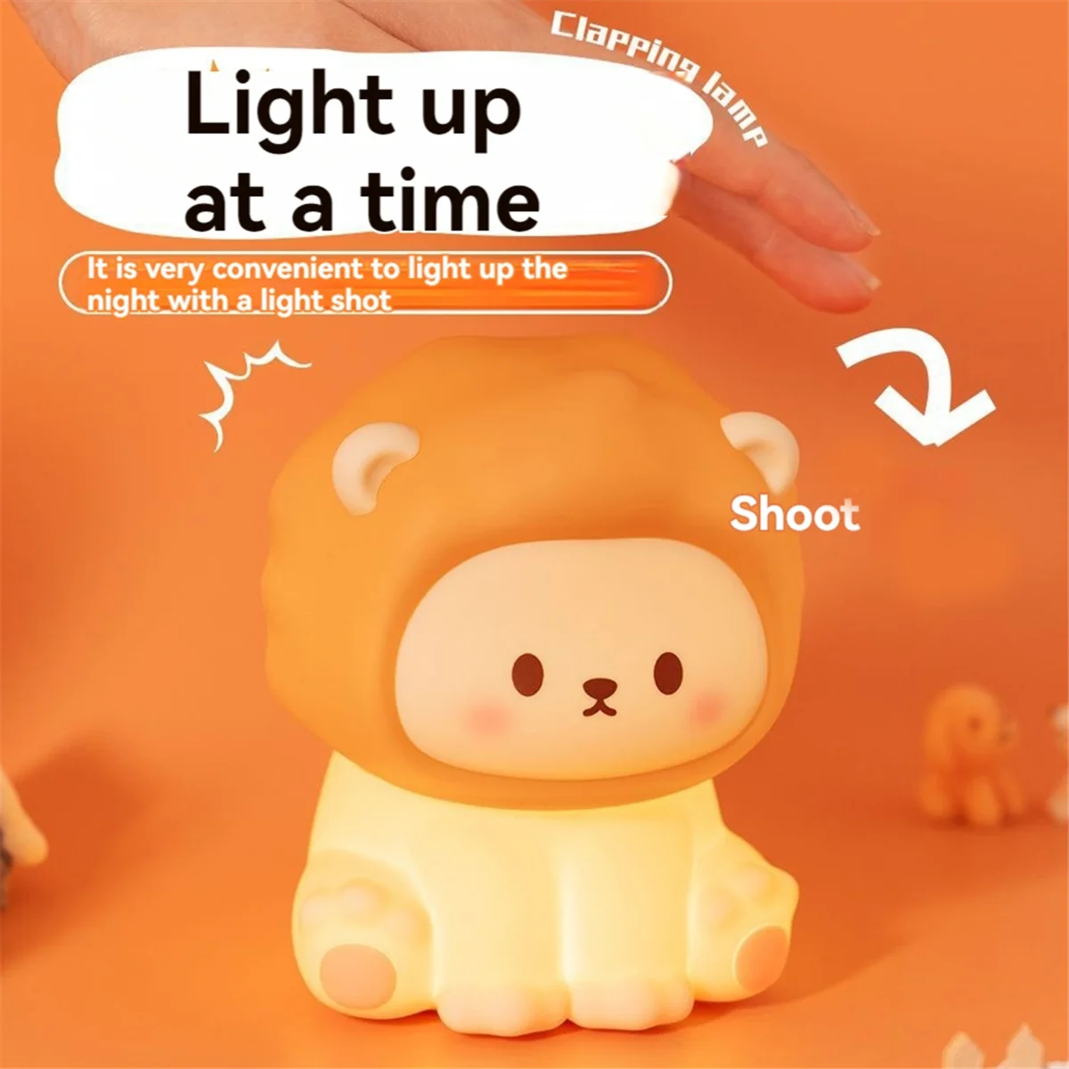 Lion Night Light Soft Lighting Lamp Rechargeable Bedroom Bedside Sleep Patting Feeding Eye Care Lamp