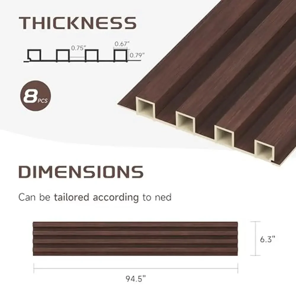 Panel dinding Slat kayu 8 Pak, dekorasi Interior akustik Modern ramah lingkungan estetika serbaguna pemasangan mudah