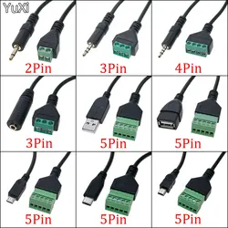 Conector USB 2,0 hembra B Micro usb mini usb tipo C macho a 5 pines hembra, Conector de tornillo de perno con Terminal de escudo, Cable adaptador de enchufe de 1 pie