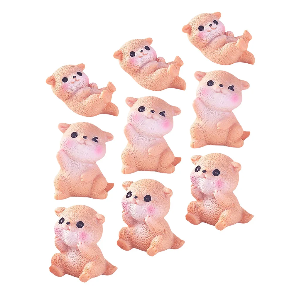 

9Pcs Resin Otters Miniature Figurines Faderesistant Colors Charming Delightful Elements Ideal Dollhouse Accessories Micro