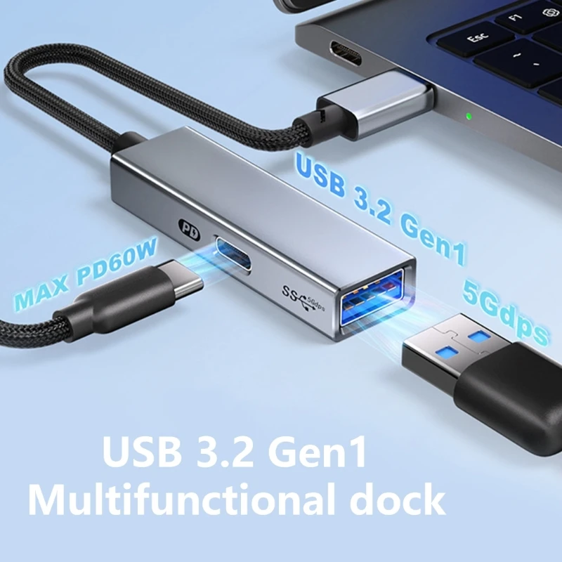 Адаптер OTG USB C к USB 3.2 Gen1 для телефонов, планшетов, кабель для зарядки PD60W, конвертер данных OTG, кабель USB C