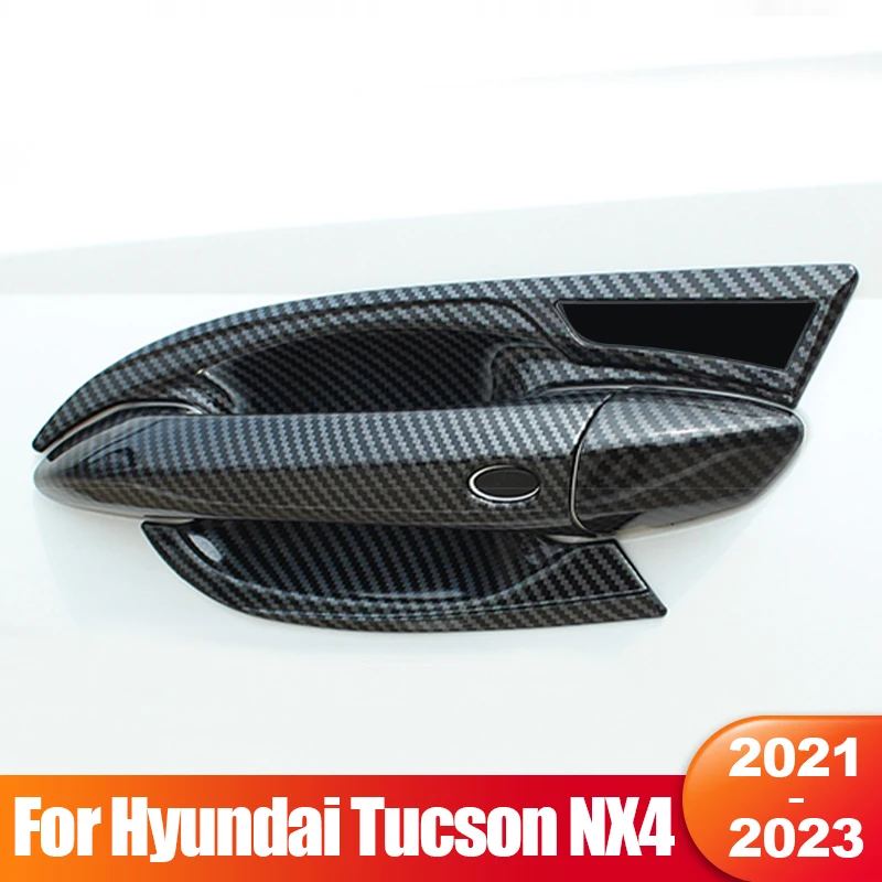 

For Hyundai Tucson NX4 2021 2022 2023 Hybrid N Line ABS Carbon Fiber Car Door Handle Bowl Cover Decoration Sticker Accessories