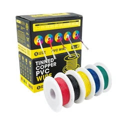 5 Colors DIY Wire PVC Tinned Copper Electronic Wire, 5-20 meters per axis,Stranded Wire Cable 16/18/20/22/24/26/28/30AWG