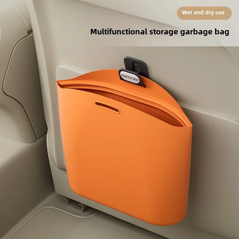 Silicone Car Trash Can Portable Hanging Waste Bin For Vehicle Storage And Garbage Space Saving Organizers Foldable Waste Bin view 2