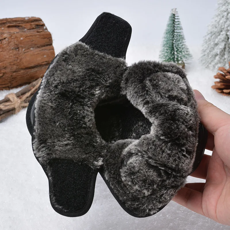 Winter Children Snow Boots Baby Warm Cotton Shoes With Thick Fur Boys Girls Fashion Winter Short Boots Kids Large Hook Shoes