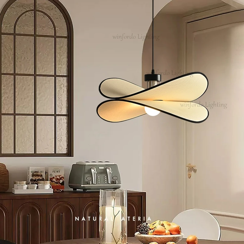 2026 French Vintage Cloth Pendant Lamp Artistic Petal Hanging Chandelier Light For Bedroom Dining Room Resturant Home Decor