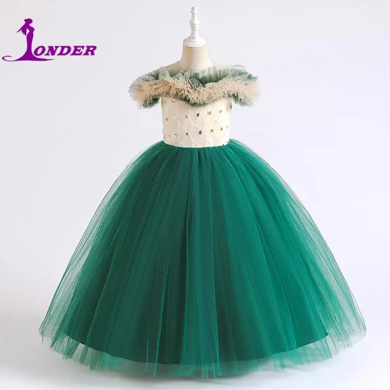 sonder-女の子のためのストラップレスボールガウン子供の衣装絶妙なブロック色の花柄のドレスクラシックなレースカスタマイズ