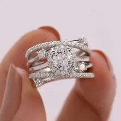 European American Fashion Hot Selling Accessories Multi-circle Winding Cross Inlaid Zircon Rings 2024 New Fashion Ladies Ring