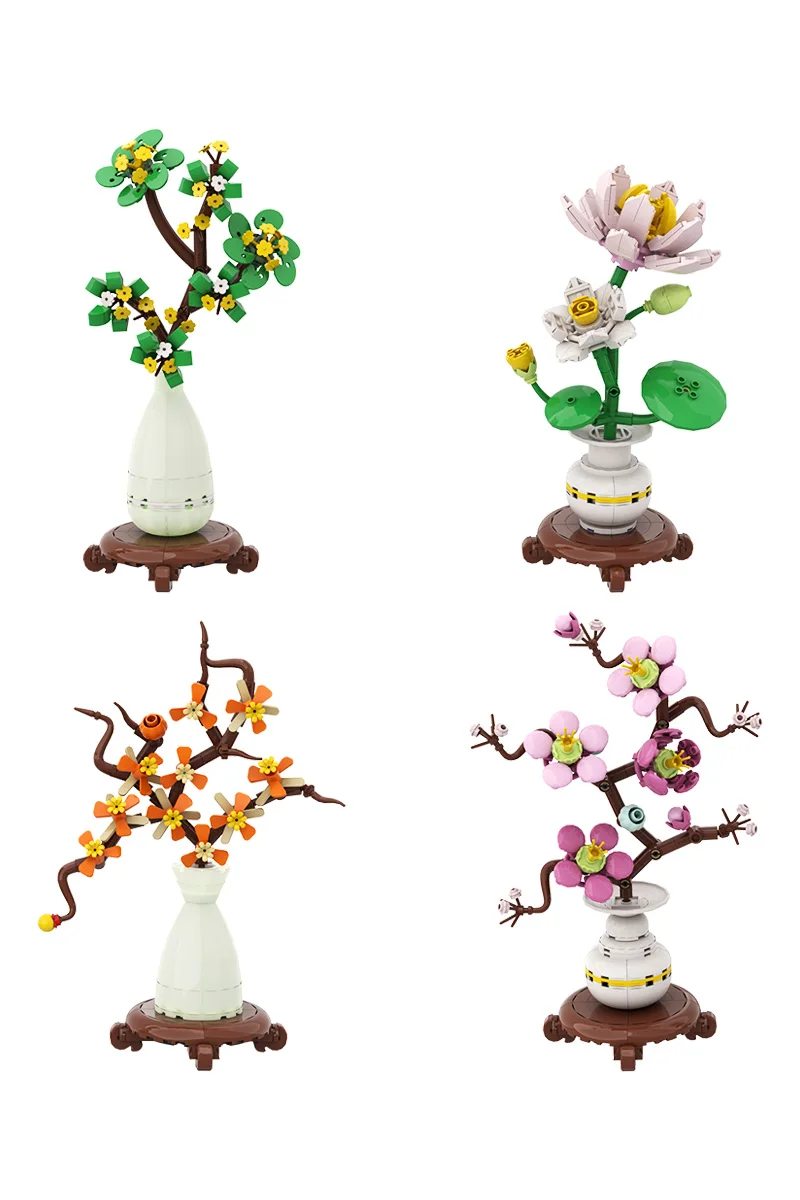 

Gobricks MOC Four Season Flower Tree Bricks Model Spring Summer Autumn Winter Bonsai Tree Home Decoration Building Blocks Toys