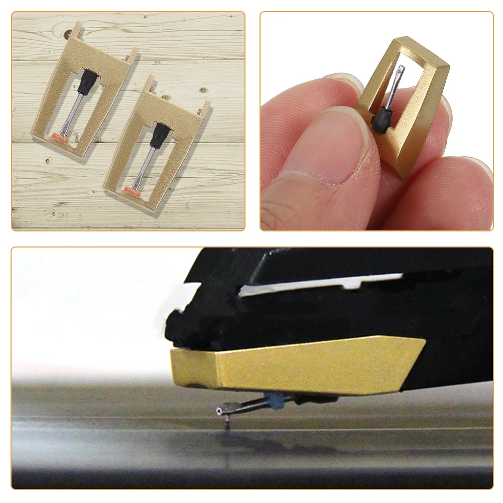 

4Pcs Replacement Record Player Needles Made of ABS Aluminum for Vintage Turntable Clear Sound Easy Install Stylus for Vinyl