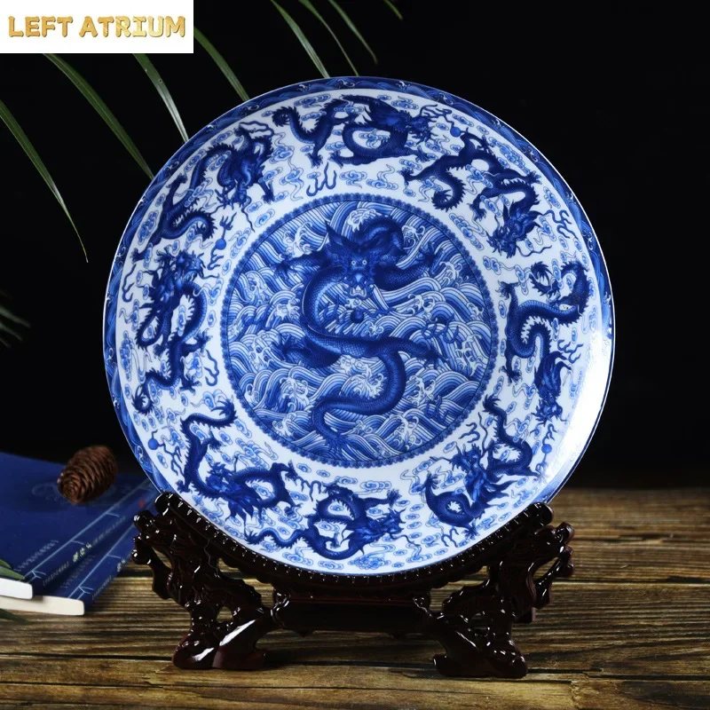 Jingdezhen ceramics,blue and white porcelain hanging plates and decorative plates,Chinese home desktop decoration crafts,gifts