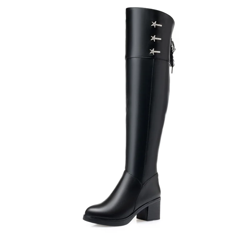 DIMANYU Women's Thigh High Boots 2026 New Genuine Leather Wool Women's Boots Large 41 42 43 Women's Winter Boots