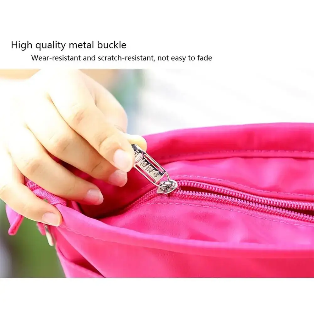 Elegant Cosmetic Organizer Insert Bag Storage Bags with Zipper Multi-Pocket Handbag Solid Color Multifunctional Inner Bag Women