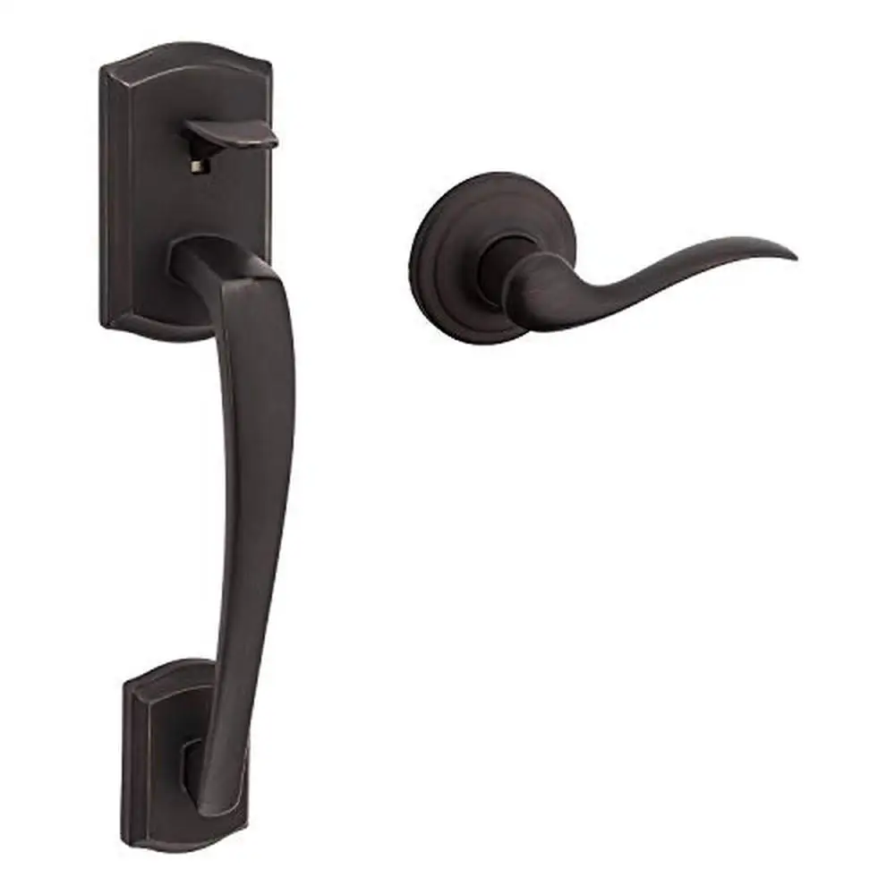 Entry Handleset Lever Combo Reversible Non-Locking Interior Exterior American Made Adjustable Latch Venetian Bronze Classic