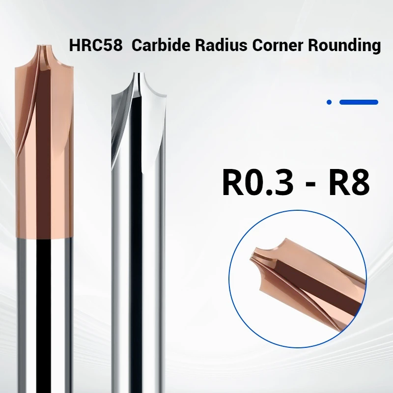 HRC58 Carbide inner R End Mill 58 Degree Tungsten Steel R0.5 R1 R2 R3 R4 R5 R6 Chamfering Rounding CNC Tool