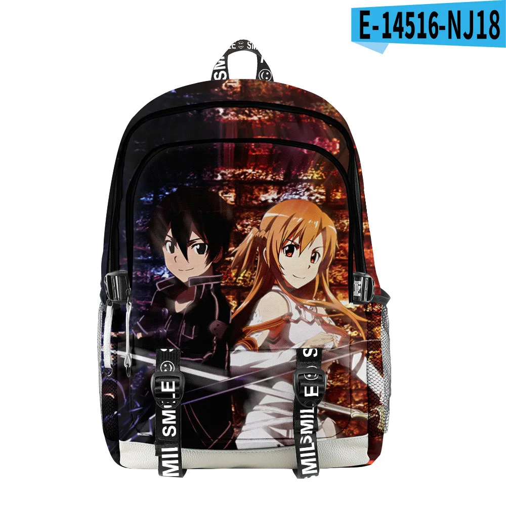 

3D Print Trendy Popular Sword Art Online Student School Bags Unisex Oxford Waterproof Notebook multifunction Travel Backpacks