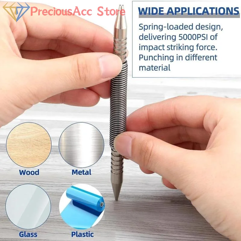 Dual Head Nail Setter Federbelastete Tür Scharnier Pin Remover Werkzeuge Feder Körner Holzbearbeitung Metall Bohrer Hammerlos