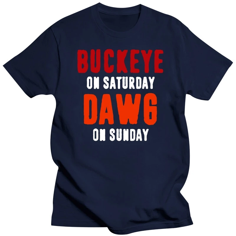 Harajuku streetwear shirt menOhio Columbus Buckeye On Saturday Dawg On Sunday T Shirt