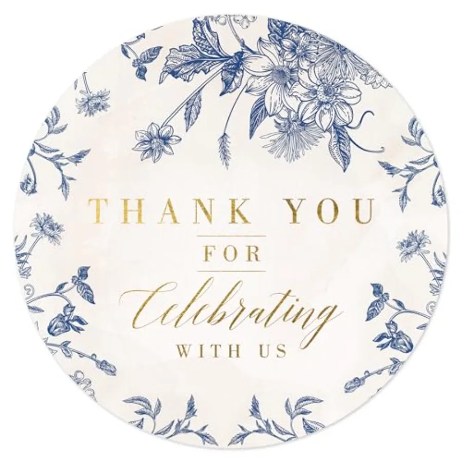 Thank You for Celebrating with Us Stickers Gold Foil Wedding Favor Stickers 60pcs Waterproof 2