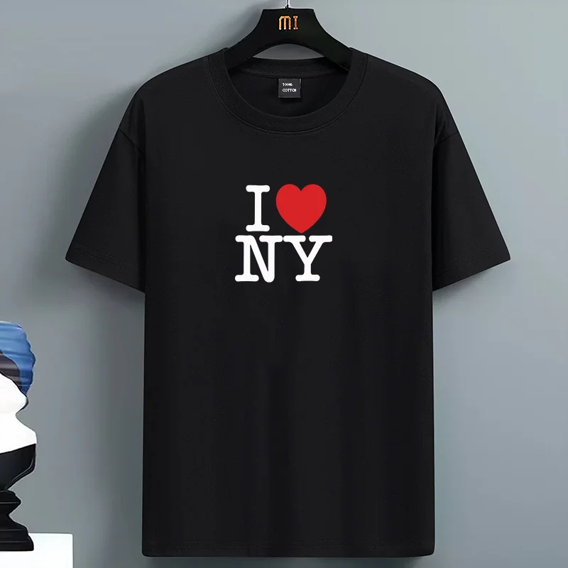 

Men's 100 Cotton Comfortable Casual Loose Oversized Creative I Love New York Printed Sports Round Neck Short Sleeved T-shirt Top