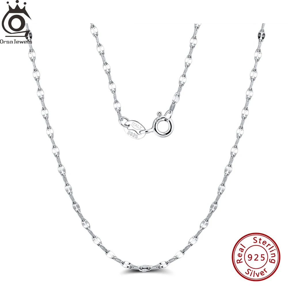 ORSA JEWELS Genuine S925 Sterling Silver 2.3mm Twist Flake Chain Necklace Collarbone Sweater 40-60cm High Quality Wholesale SC26