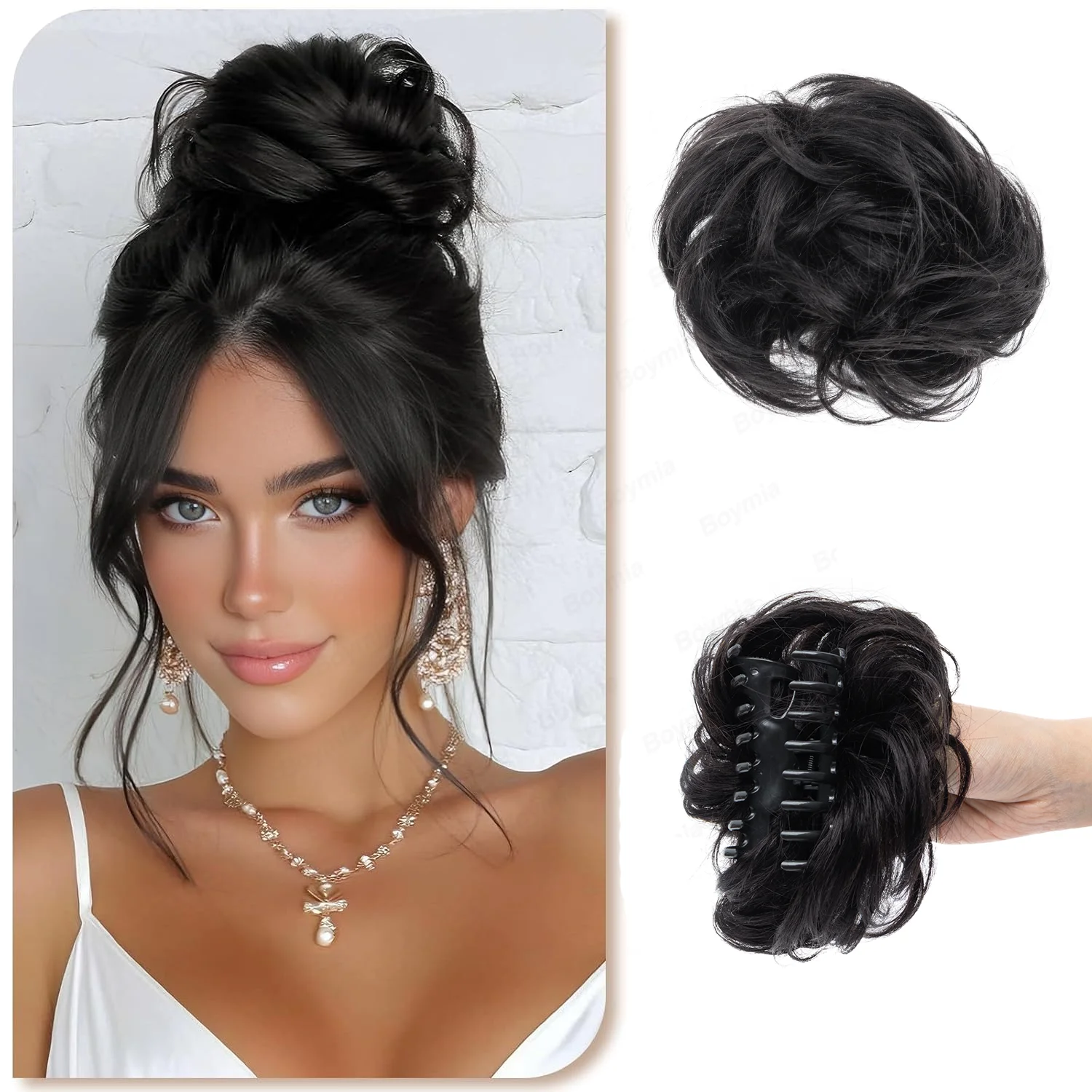 100% Real Human Hair Claw Clip Messy Bun Hair Piece Natural Wavy Curly Chignon Hair Bun Extensions Fake Bun Hair Piece for Women