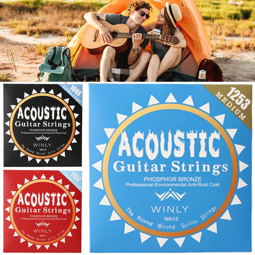 Phosphor Bronze Strings Steel Core Light Acoustic Strings Phosphor Bronze Coating Guitar Strings Guitar Accessories