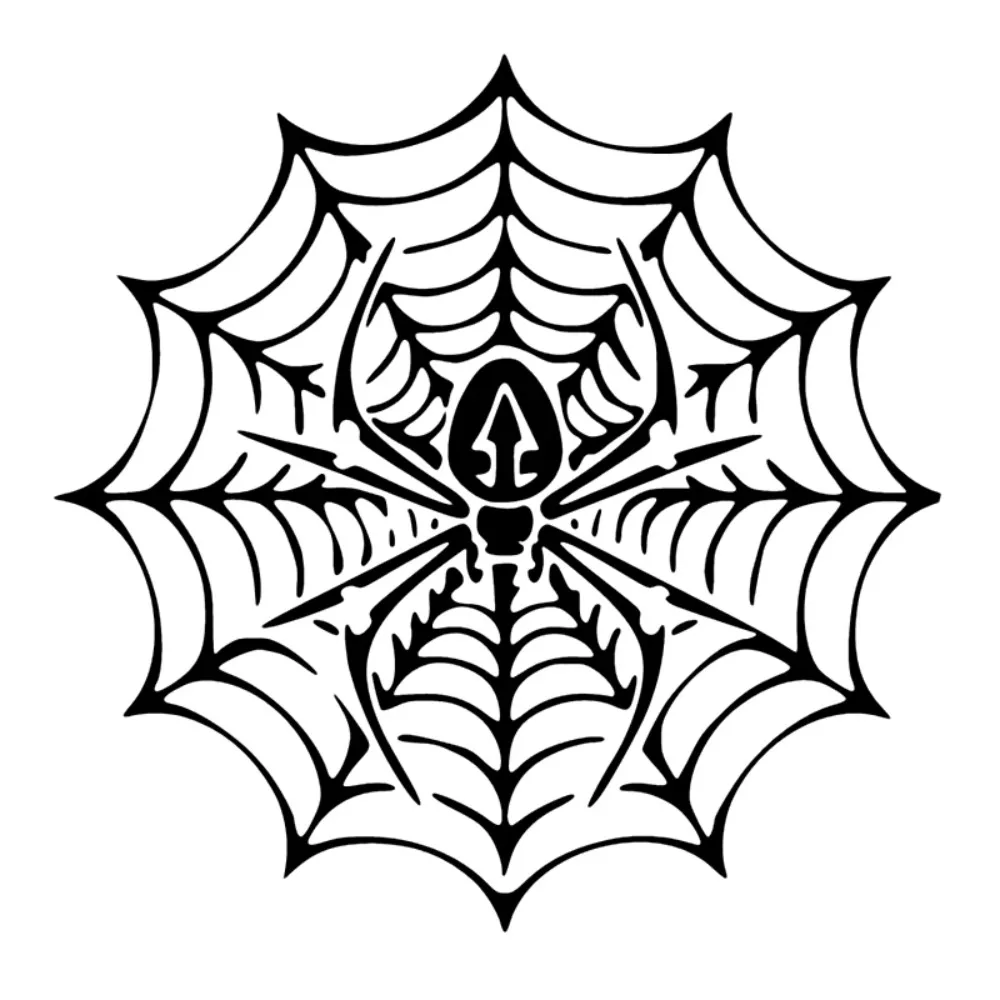 2D Flat Black Transparent Die-Cut Spider Web Vinyl Sticker, Waterproof Decal for Car Exterior & Window