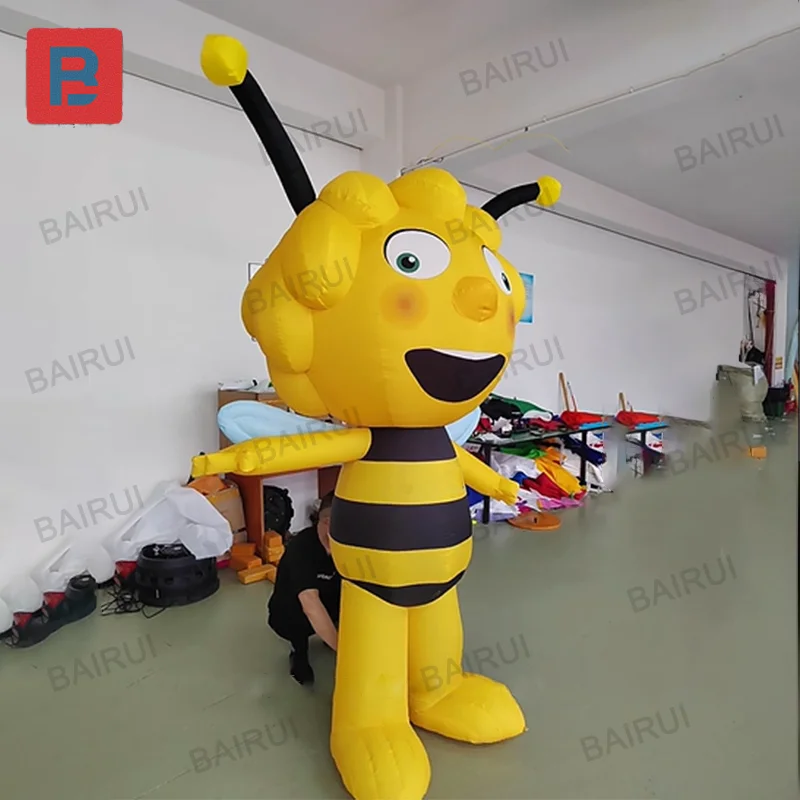 Led lighting cartoon inflatable bee continue power hardworking bee flying insect animal zoo theme flower festival decoration