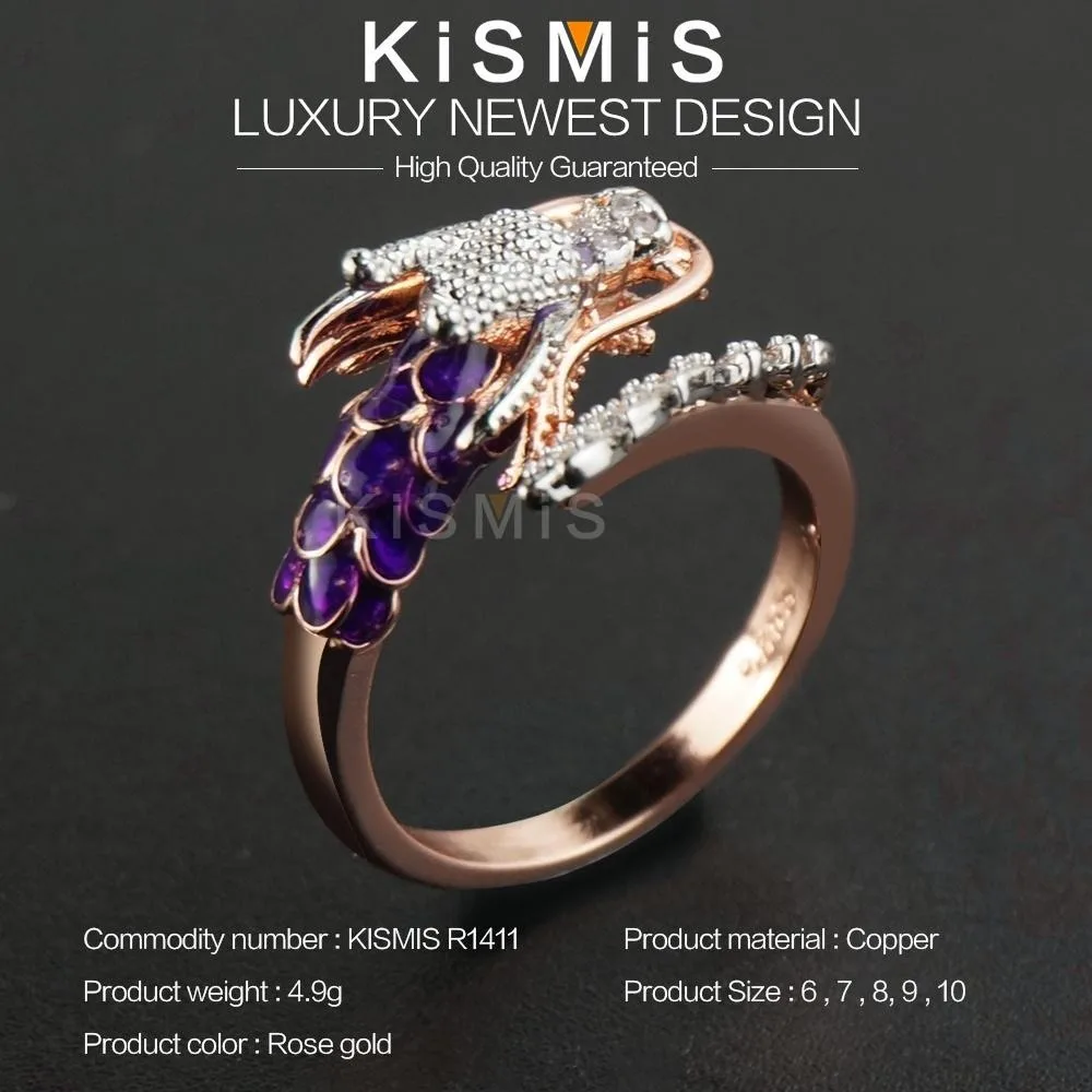 Punk Dragon Ring, Chinese Dragon CZ Ring Unique Design Fashion Gift Women Fashion Kismis Accessories Fits Women Men Size 6 to 10