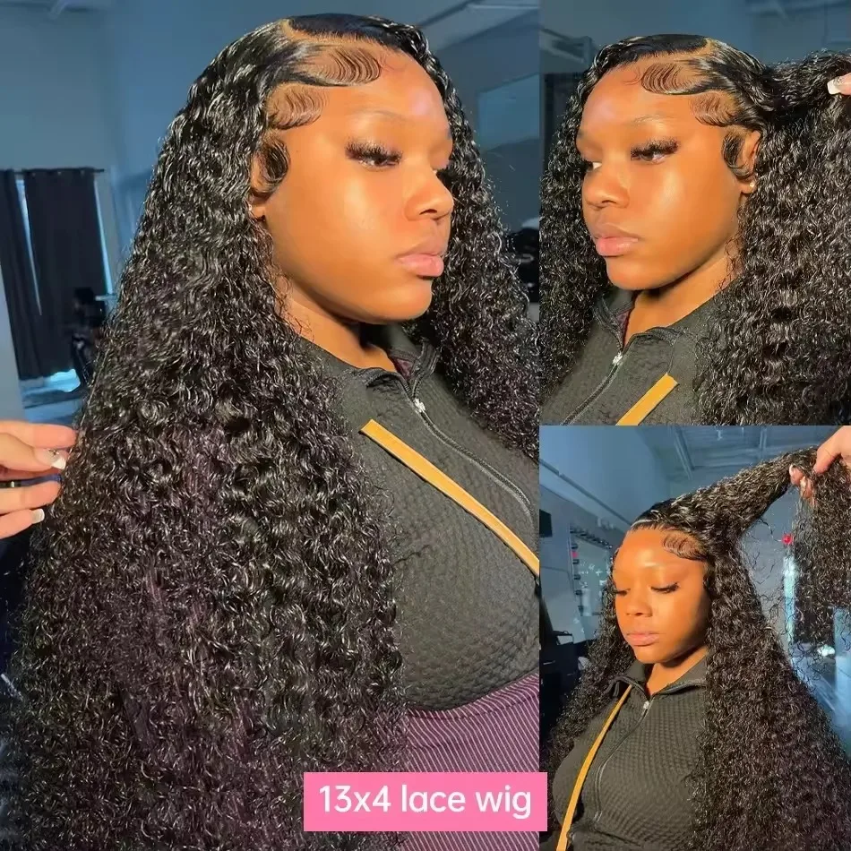 13x4 13x6 HD Transparent Lace Front Curly Human Hair Wig Lace Frontal Brazilian Virgin Hair 24 28 Inch 200% Density Natural Color Pre Plucked Baby Hair Wigs For Black Women