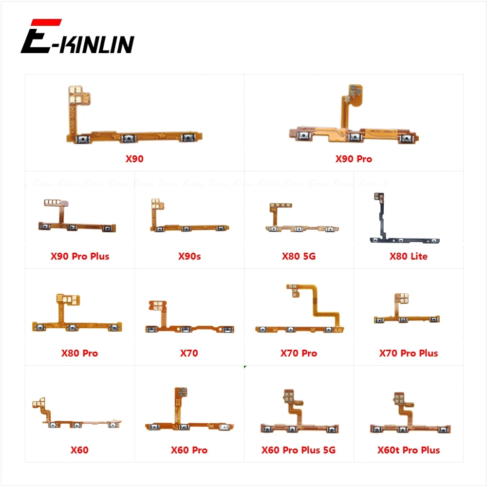 Switch Power ON OFF Button Flex Cable Ribbon For Vivo X90 X90s X80 X70 X60 X60t Pro Plus Lite 5G Mute Silence Volume Key Parts