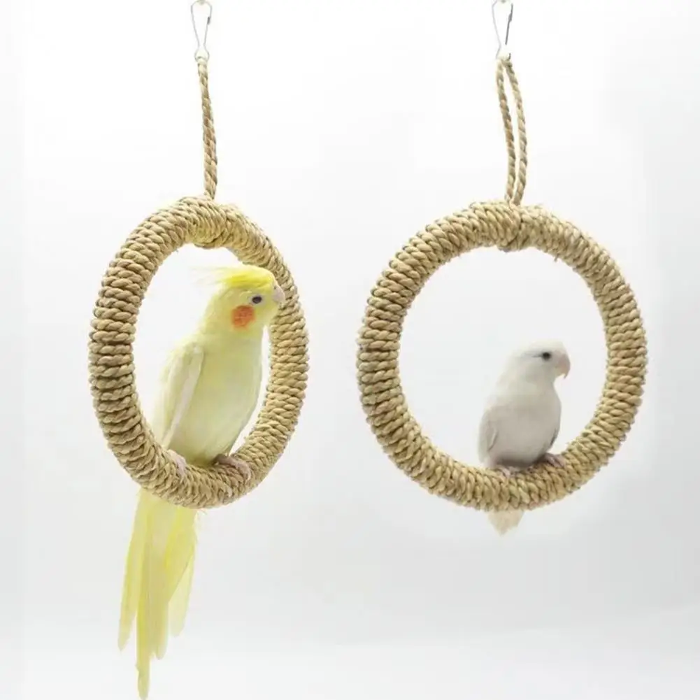 Interesting Pet Bird Toy  Fine Woven Workmanship Eco-friendly Bird Toy  Pet Circle Ring Climbing Toy