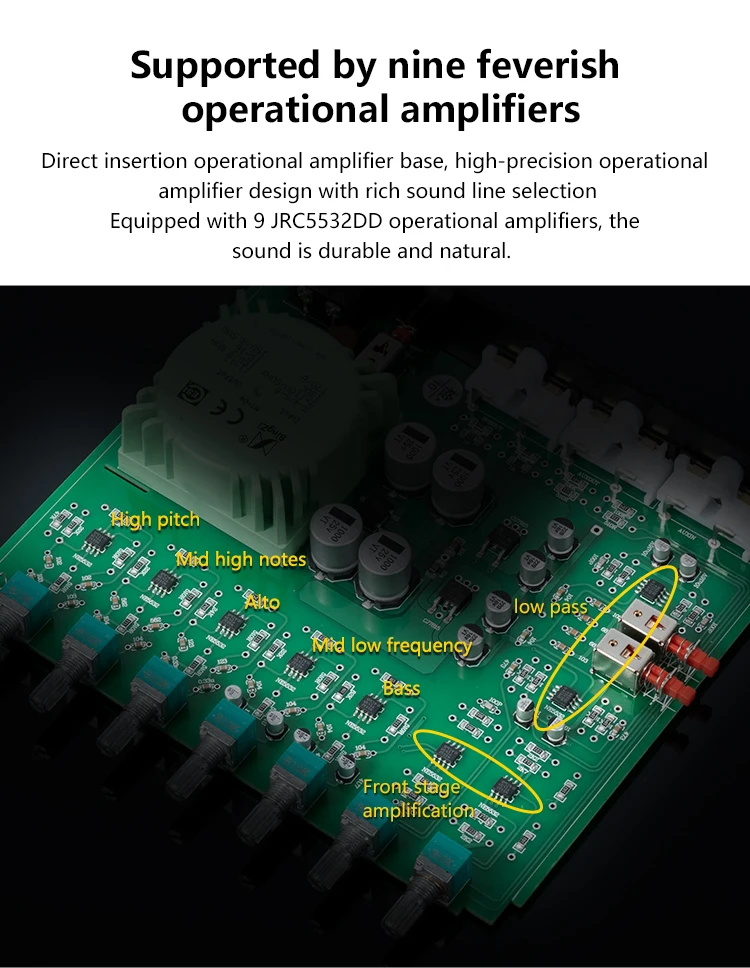 BRZHIFI EQ500 voorversterker 5-segment EQ toon audioverwerking effector kleine mixer