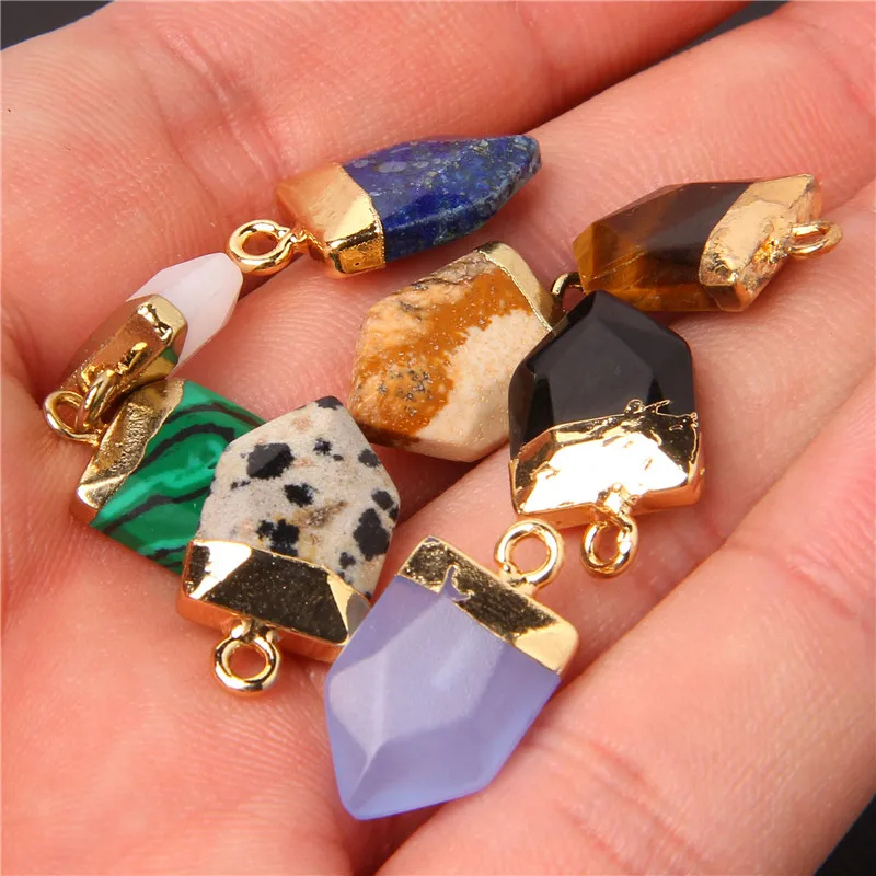 5Pcs Mixed Natuursteen Hanger Charms Willekeurige Gem Quartz Jaspers Maken Sieraden Accessoires Voor Vinden Diy Kettingen Oorbellen
