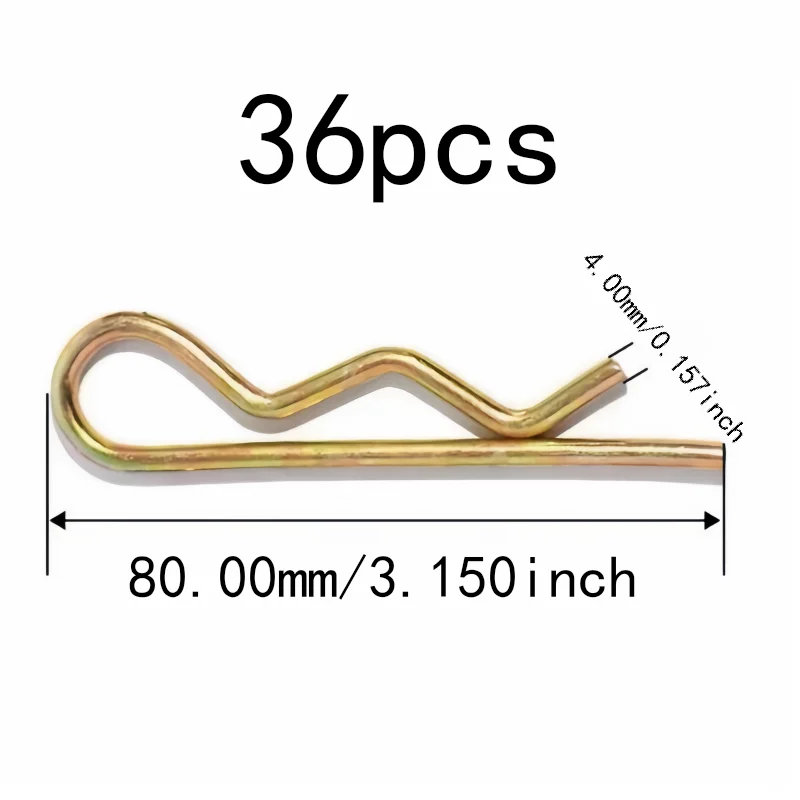 36 pcs 4*80mm M4 M4*80mm Spring Retaining Pins, Reusable Spring Steel and Rust Resistant Steel, Multipurpose