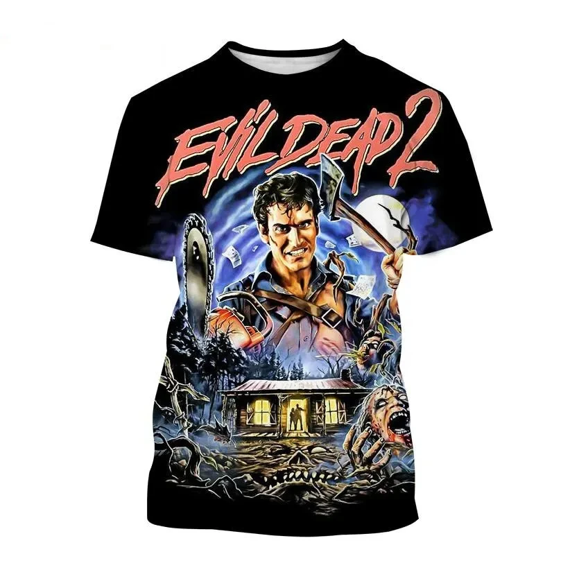 The Evil Dead T-Shirts Horror Scary 3D Print O-Neck Tshirt Men Fashion Casual Short Sleeve Oversized Harajuku Unisex Clothing