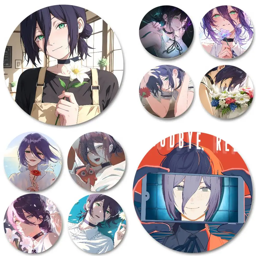 Fashion Anime C-Chainsaw Man Beautful Flower And Reze Badge Metal Brooch for Bag Clothes Hat Decor Cosplay Accessories Gifts