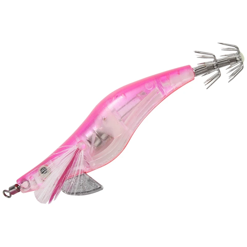 3Pc Rose Red Flashing LED Fishing Lure Flash Light 10Cm Minnow Luminous Squid Jig Shrimp Bait Night Fishing Lure