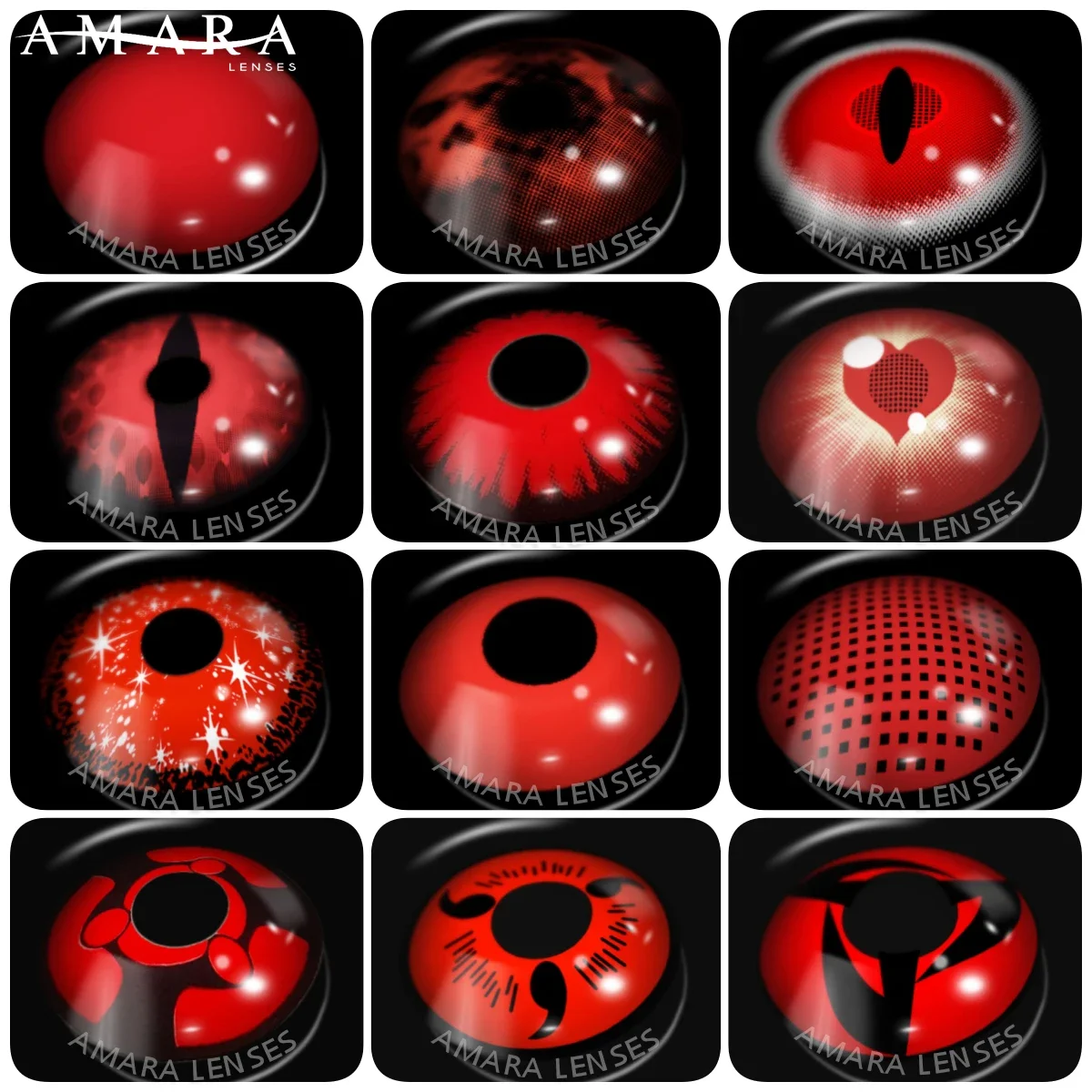 AMARA-Lentes de Contato Cosplay Vermelho para Olhos, Maquiagem, Cosmética, Festa, Natal, Beleza